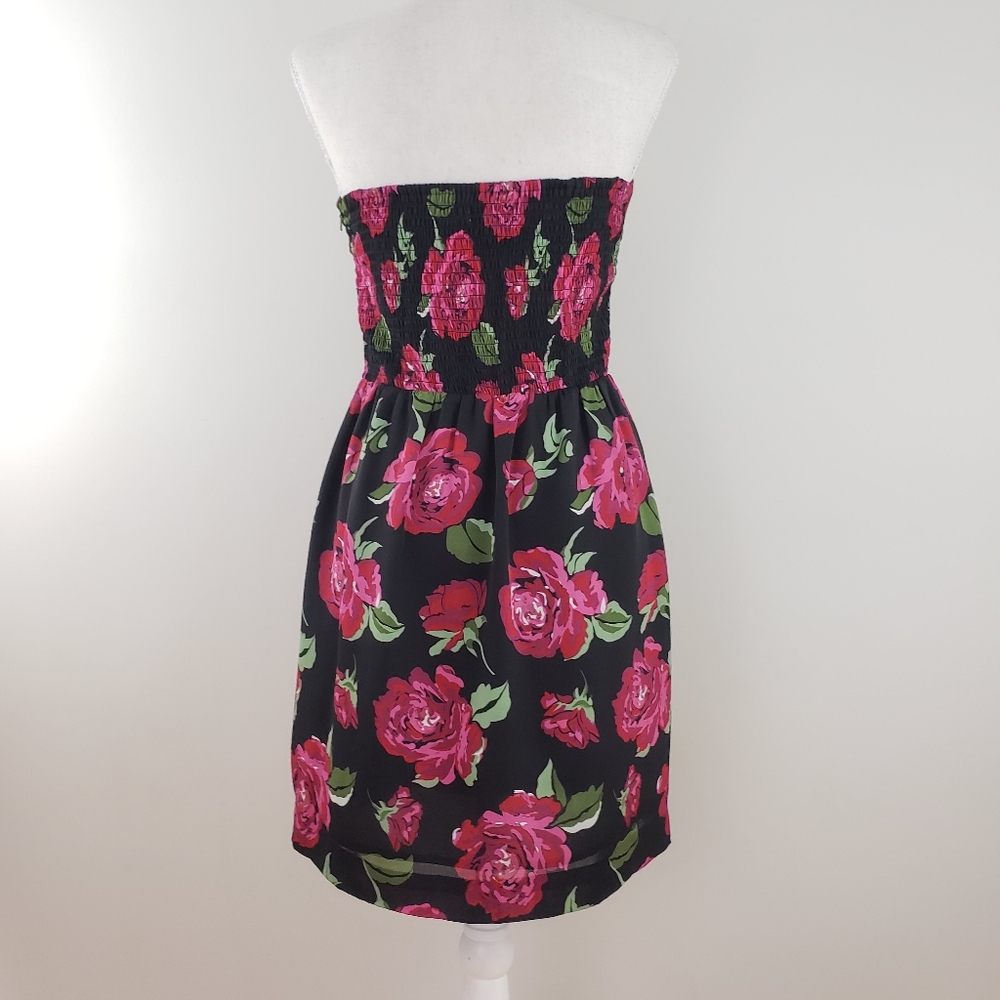 BCBGeneration Rose Print Strapless Mini Dress M - Picture 4 of 8